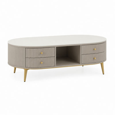 Mobile porta TV ovale beige in MDF 160 x 40 x 55 cm