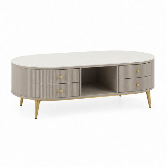 Mobile porta TV ovale beige in MDF 160 x 40 x 55 cm