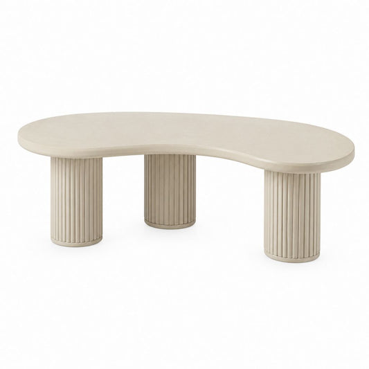 Tavolino da caffè ovale beige in MDF 120 x 60 x 40 cm