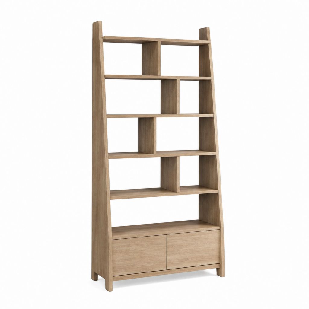 Libreria a giorno con contenitore rovere in pannello di particelle 90 x 35 x 200 cm
