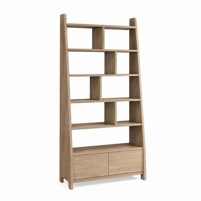 Libreria a giorno con contenitore rovere in pannello di particelle 90 x 35 x 200 cm